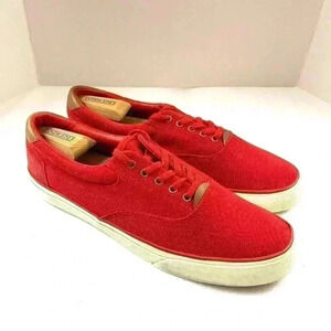 Polo Ralph Lauren Thorton Red Canvas Tie Rlite Cushion Low-Top Sneaker Size 12D